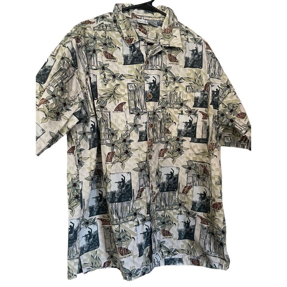OP Men's Collared Neck Surfer Hawaiian Floral Short Sleeve Shirt Size XXL